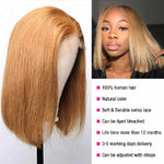 Alibonnie #27 Honey Blonde Short Straight Bob 4x4/13x4 Lace Wig Human Hair Wig For Women - Alibonnie