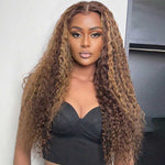 Alibonnie 4/27 Blonde Highlight Lace Front Wigs Pre Plucked 13x4 Frontal Water wave Wigs 100% Human Hair Wig - Alibonnie