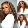 Alibonnie 4/27 Blonde Highlight Lace Front Wigs Pre Plucked 13x4 Frontal Water wave Wigs 100% Human Hair Wig - Alibonnie