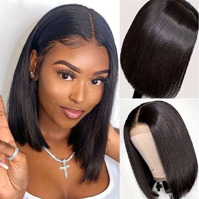 Alibonnie 6x4 Wear And Go Glueless Bob Wigs 180% Density Straight Human Hair With Pre Cut Lace - Alibonnie