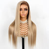 Alibonnie Ash Blonde Dark Root Straight 13x4 Transparent Lace Frontal Wig Pre Plucked Human Hair Wig 180% Density - Alibonnie