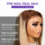 Alibonnie Ash Blonde Dark Root Straight 13x4 Transparent Lace Frontal Wig Pre Plucked Human Hair Wig 180% Density - Alibonnie