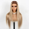 Alibonnie Ash Blonde Dark Root Straight 13x4 Transparent Lace Frontal Wig Pre Plucked Human Hair Wig 180% Density - Alibonnie