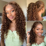 Alibonnie Chocolate Brown Invisible Strap Cozy Fit 360 Lace Water Wave Wigs With Bleached Knots - Alibonnie