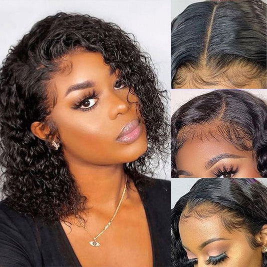 Alibonnie Glueless Pre Cut 4x4 Lace Closure Bob Wigs Human Hair Water Wave Wear Go Wigs - Alibonnie