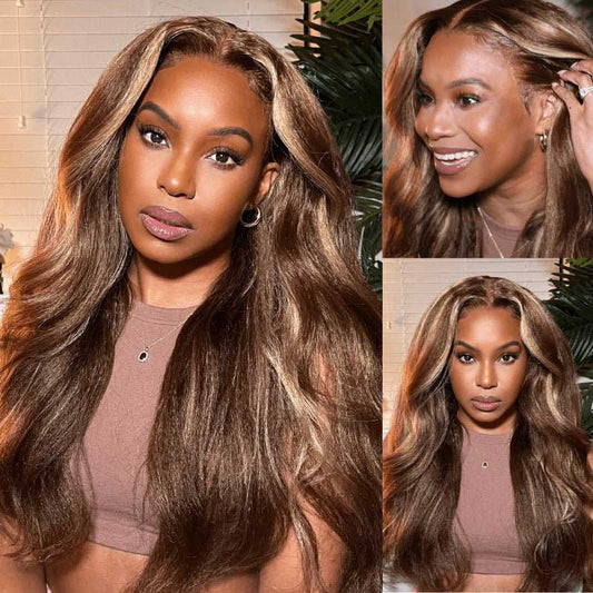 Alibonnie Highlight 13*4 Lace Front Wigs TL412 Honey Blonde Kinky Straight Human Hair Lace Wigs