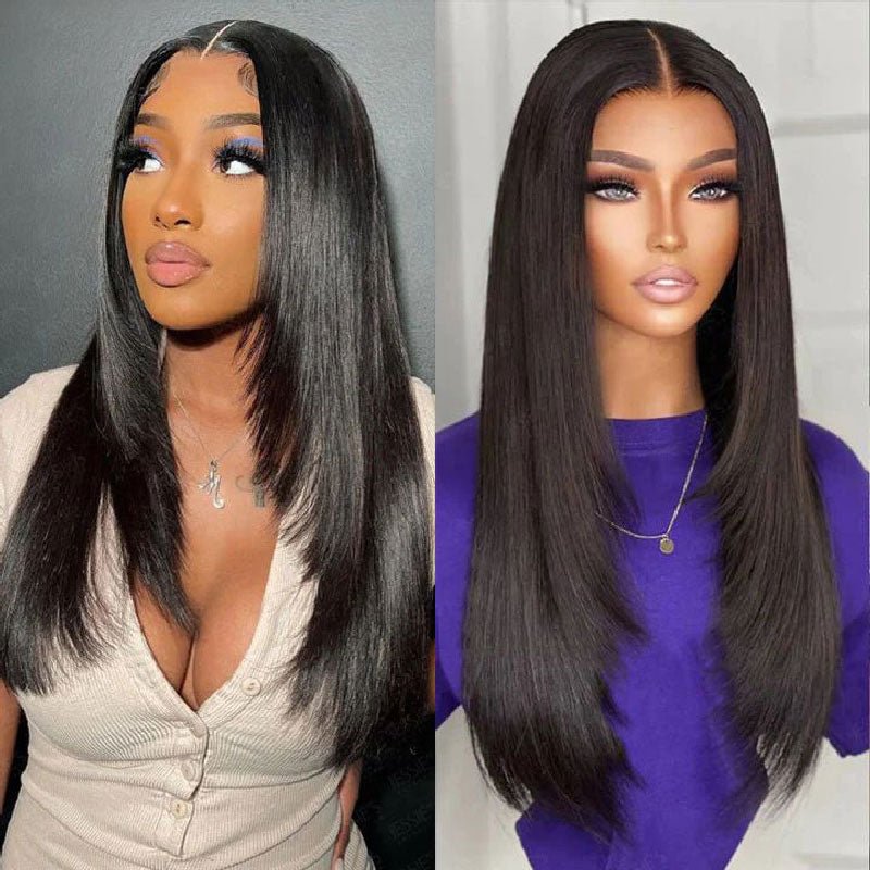 Alibonnie Layered Cut Glueless 5x5 Closure Lace Straight Wigs Wear&Go Human Hair Pre Cut Lace Wigs - Alibonnie