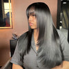 Alibonnie Layered Cut With Bang 13x4 Tranpsarent Lace Silky Straight Wig 180% Density - Alibonnie