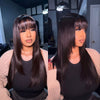 Alibonnie Layered Cut With Bang 13x4 Tranpsarent Lace Silky Straight Wig 180% Density - Alibonnie