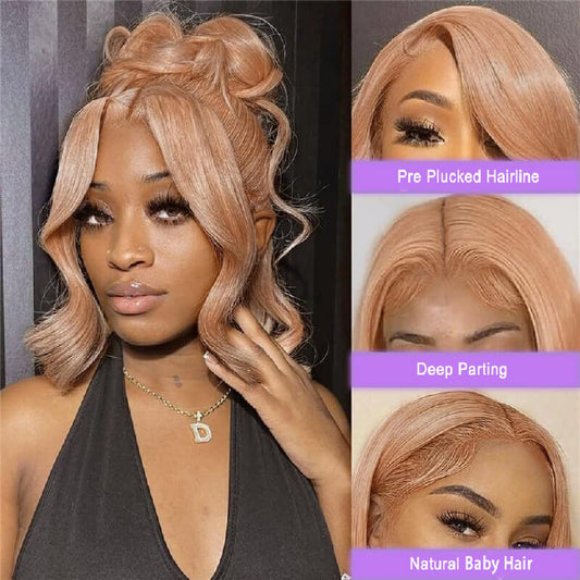 Alibonnie Light Flaxen Brown 13x4 Transparent Lace Front Wigs Human Hair Body Wave Wigs 180% Density - Alibonnie