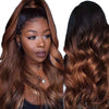 Alibonnie Ombre Black Brown 6x4 Lace Closure Wig Pre Cut&Pre - Bleached Glueless Human Hair Wigs - Alibonnie