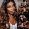 Alibonnie Ombre Black Brown 6x4 Lace Closure Wig Pre Cut&Pre - Bleached Glueless Human Hair Wigs - Alibonnie