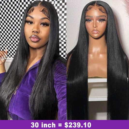 Alibonnie Pre - Bleached 13x6 Transparent Lace Long Wig 30inch 34 inch Human Hair Wigs With Pre Plucked - Alibonnie