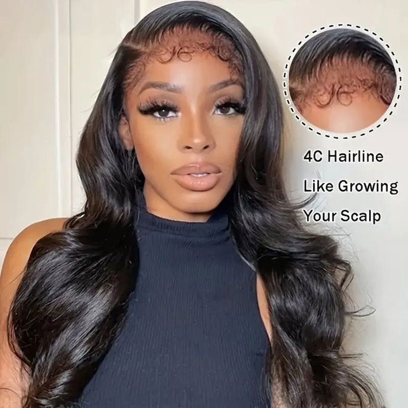 Alibonnie Type 4C Edges Hairline Body Wave Transparent Lace Wig 13×4 Lace Front Wigs With 4C Hairline - Alibonnie