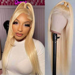 Alibonnie Upgrade 613 Blonde Straight Wig Invisible Strap Cozy Fit 360 Glueless Wig Bleached Knots Human Hair Wigs - Alibonnie