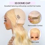 Alibonnie Upgrade 613 Blonde Straight Wig Invisible Strap Cozy Fit 360 Glueless Wig Bleached Knots Human Hair Wigs - Alibonnie