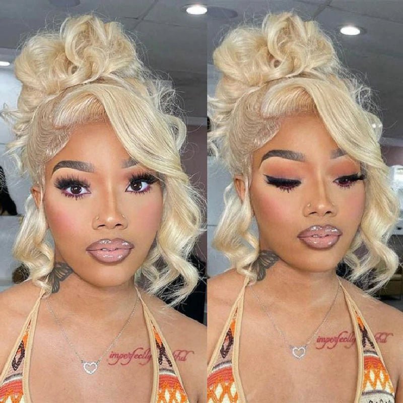 Alibonnie Upgrade 613 Blonde Straight/Body Wave Wig Invisible Strap Cozy Fit 360 Glueless Wig Bleached Knots Human Hair Wigs - Alibonnie