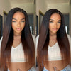 Alibonnie Upgrade Black Brown Ombre Yaki Straight/Body Wave Invisi Strap 360 Skin Lace Frontal Pre Everything Glueless Wigs - Alibonnie