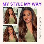 Alibonnie Upgrade Black Brown Ombre Yaki Straight/Body Wave Invisi Strap 360 Skin Lace Frontal Pre Everything Glueless Wigs - Alibonnie