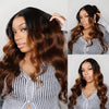 Alibonnie Upgrade Black Ombre Brown 3D Body Wave Wigs Invisi - Strap 360 Lace Wig With Bleached Knots 200% Density - Alibonnie