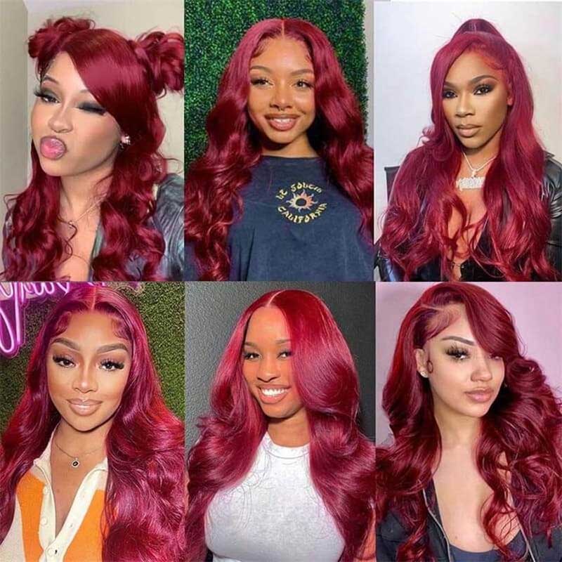 Alibonnie Upgrade Invisi - Strap 360 Lace Frontal 99J Burgundy Body Wave Wig Pre Everything Glueless Human Hair Wig - Alibonnie