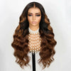 Alibonnie Upgraded Black Ombre Brown 3D Body Wave Wigs Invisi - trap 360 Lace Wig With Bleached Knots 200% Density - Alibonnie