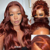 Alibonnie Upgraded Reddish Brown Body Wave Wig Invisible Strap Cozy Fit 360 Lace Wig With Bleached Knots 200% Density - Alibonnie