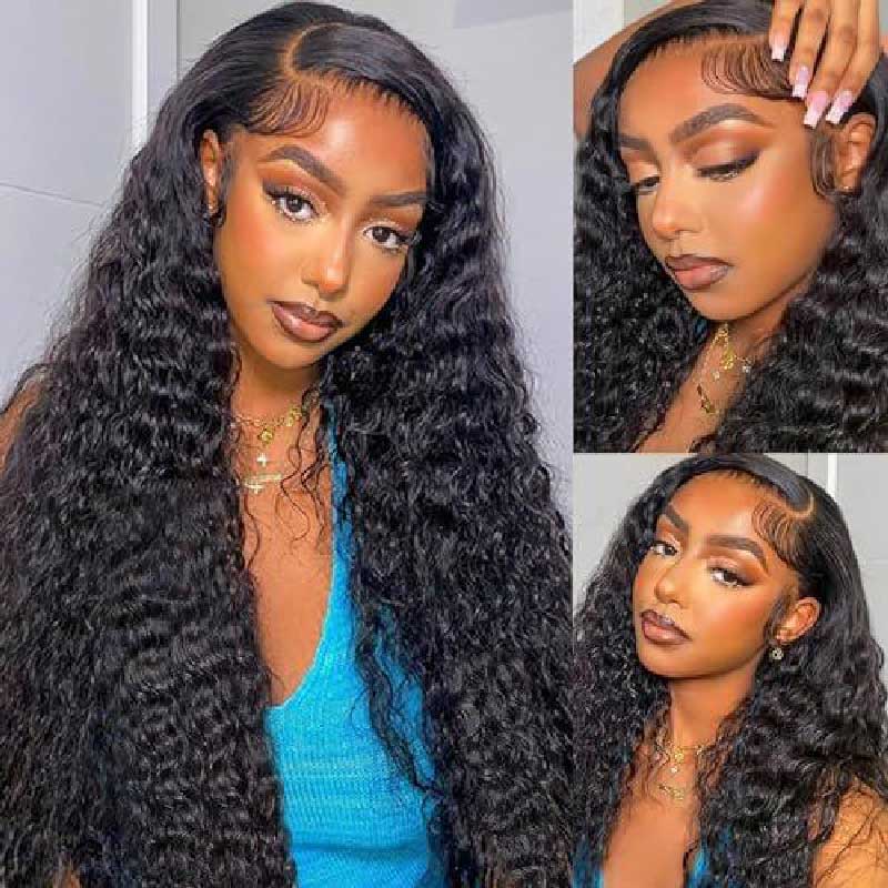 Deep Wave 13x6 Transparent Lace Front Wigs Deep Part Pre Plucked Human Hair Lace Wig - Alibonnie