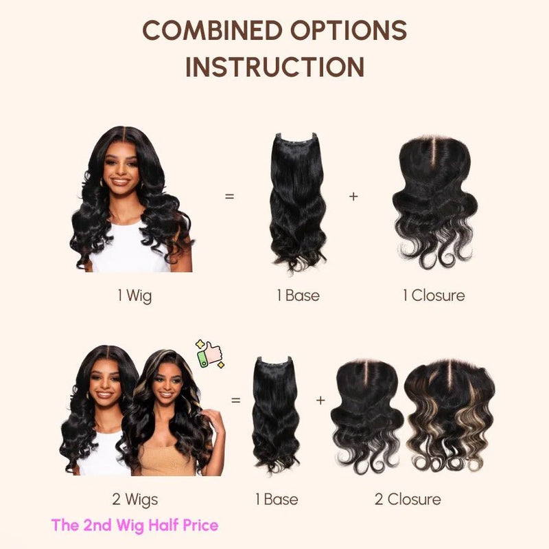 [Replaceable Wig] Alibonnie Magic Lace Wig Natural Black Straight With Optional 13x6 Replaceable Lace Closure Wig - Alibonnie