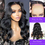 SKIN MELT Real Scalp 5x5 HD/Transparent Lace Glueless Body Wave Closure Wigs Human Hair Wigs - Alibonnie