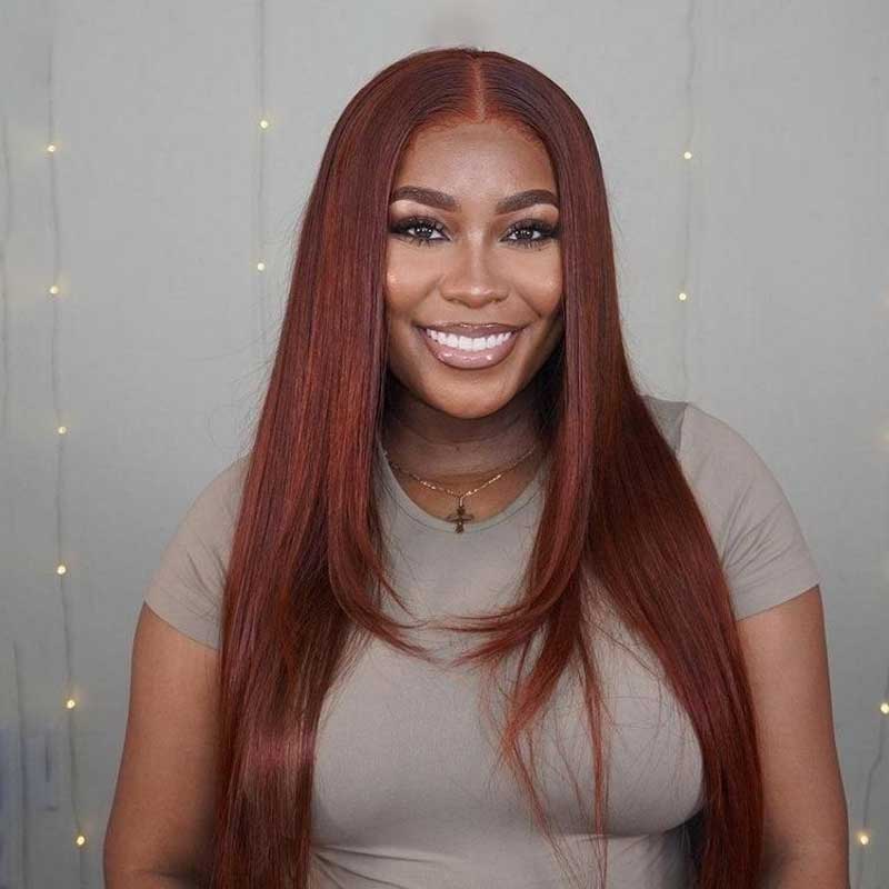 Alibonnie 360 Lace Reddish Brown Layered Cut Straight Wigs Human Hair Wigs - Alibonnie