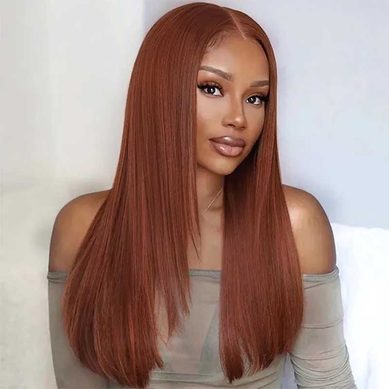 Alibonnie 360 Lace Reddish Brown Layered Cut Straight Wigs Human Hair Wigs - Alibonnie