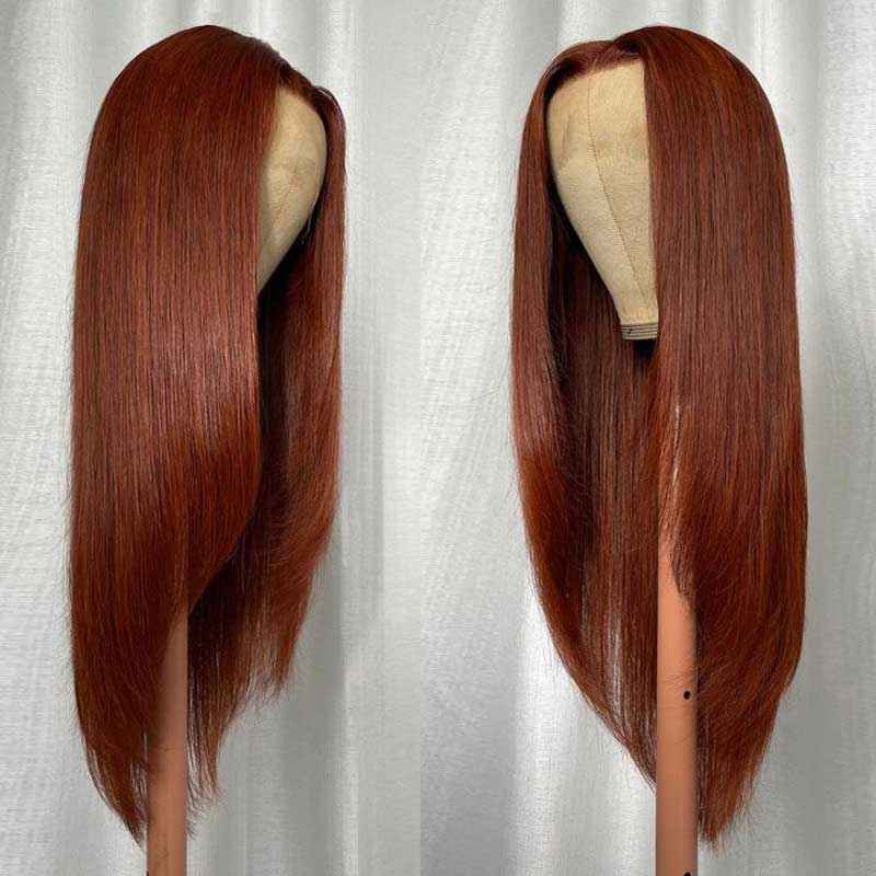 Alibonnie 360 Lace Reddish Brown Layered Cut Straight Wigs Human Hair Wigs - Alibonnie