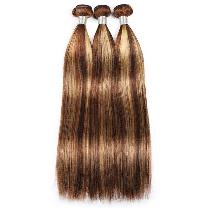 Alibonnie 4/27 Straight Hair 3 Bundles Honey Blonde Highlight Human Hair Weave For Women - Alibonnie