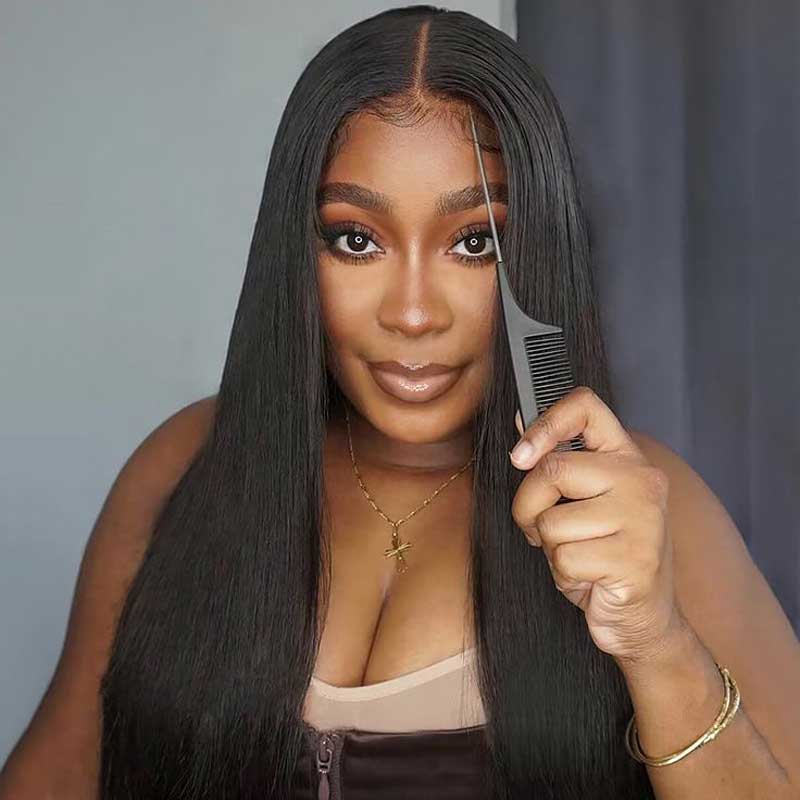 Alibonnie 4X6 Wear Go Glueless Wig Straight Hair Pre-Cut Transparent Lace Closure Wig - Alibonnie