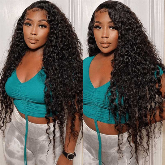 Alibonnie Air Wig 13x4 Transparent Lace Front Wear & Go Deep Wave Glueless Lace Wigs - Alibonnie