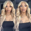 Alibonnie Curtain Bangs Blonde Highlights Wig 13x4 Lace Frontal Body Wave Human Hair Wigs - Alibonnie