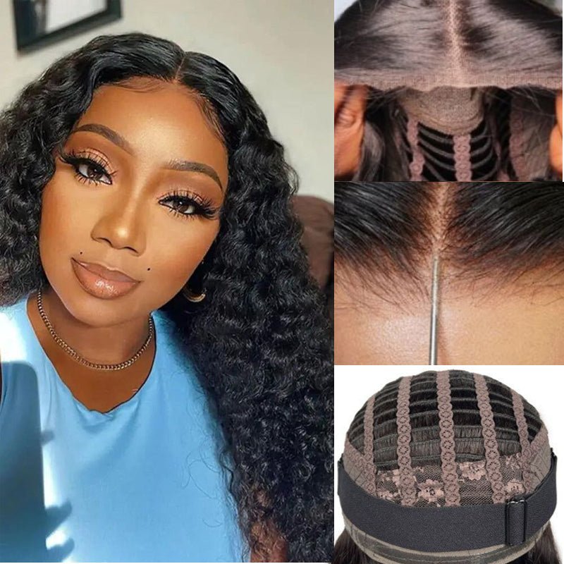 Alibonnie Deep Wave Pre Cut 5x5 Lace Closure Wig Human Hair Glueless Lace Wigs With Breathable Cap - Alibonnie