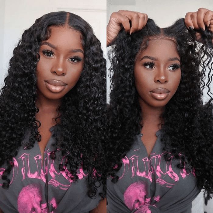 Alibonnie Deep Wave Pre Cut 5x5 Lace Closure Wig Human Hair Glueless Lace Wigs With Breathable Cap - Alibonnie