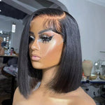 Alibonnie More Natural Straight Bob Hairstyle With Side Part Pre-Bleached Knots Transparent Glueless C Part Lace Wig - Alibonnie