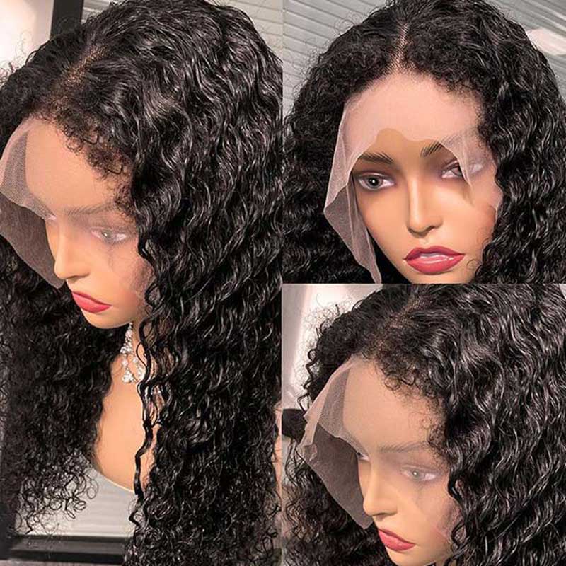 Alibonnie Natural 4C Edges Wigs Realistic Hairline Water Wave 360 Lace Wigs Human Hair - Alibonnie