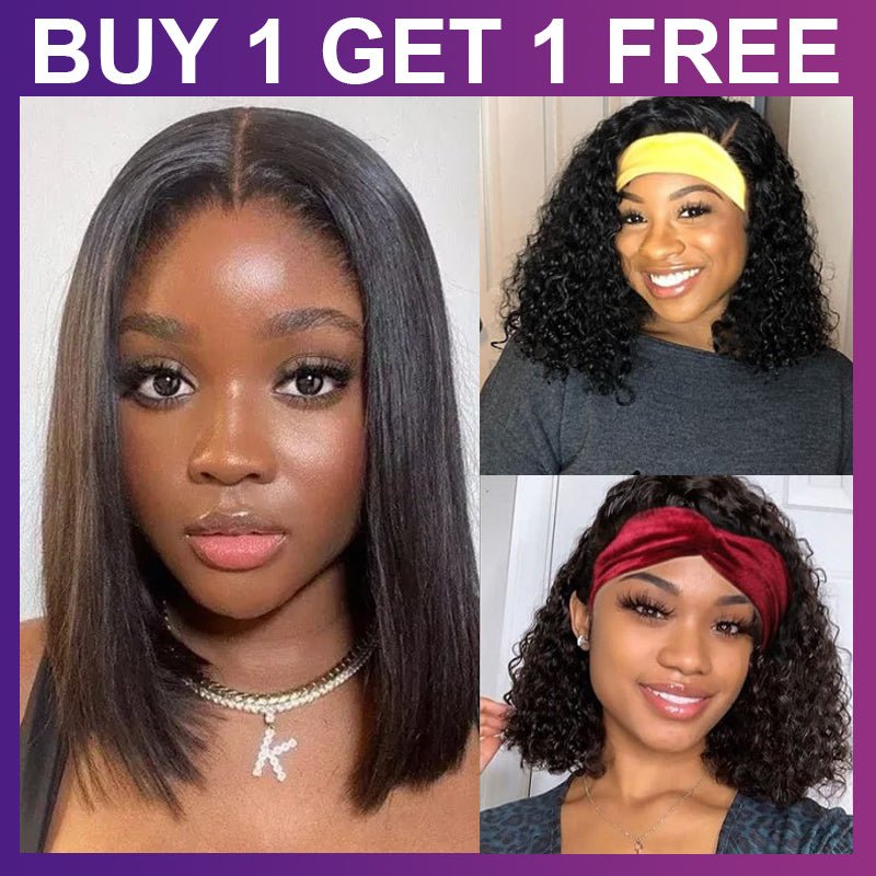 BOGO Free: 10 Inch U Part Bob Straight Wig & 10 Inch Bob Wig With Bangs - Alibonnie